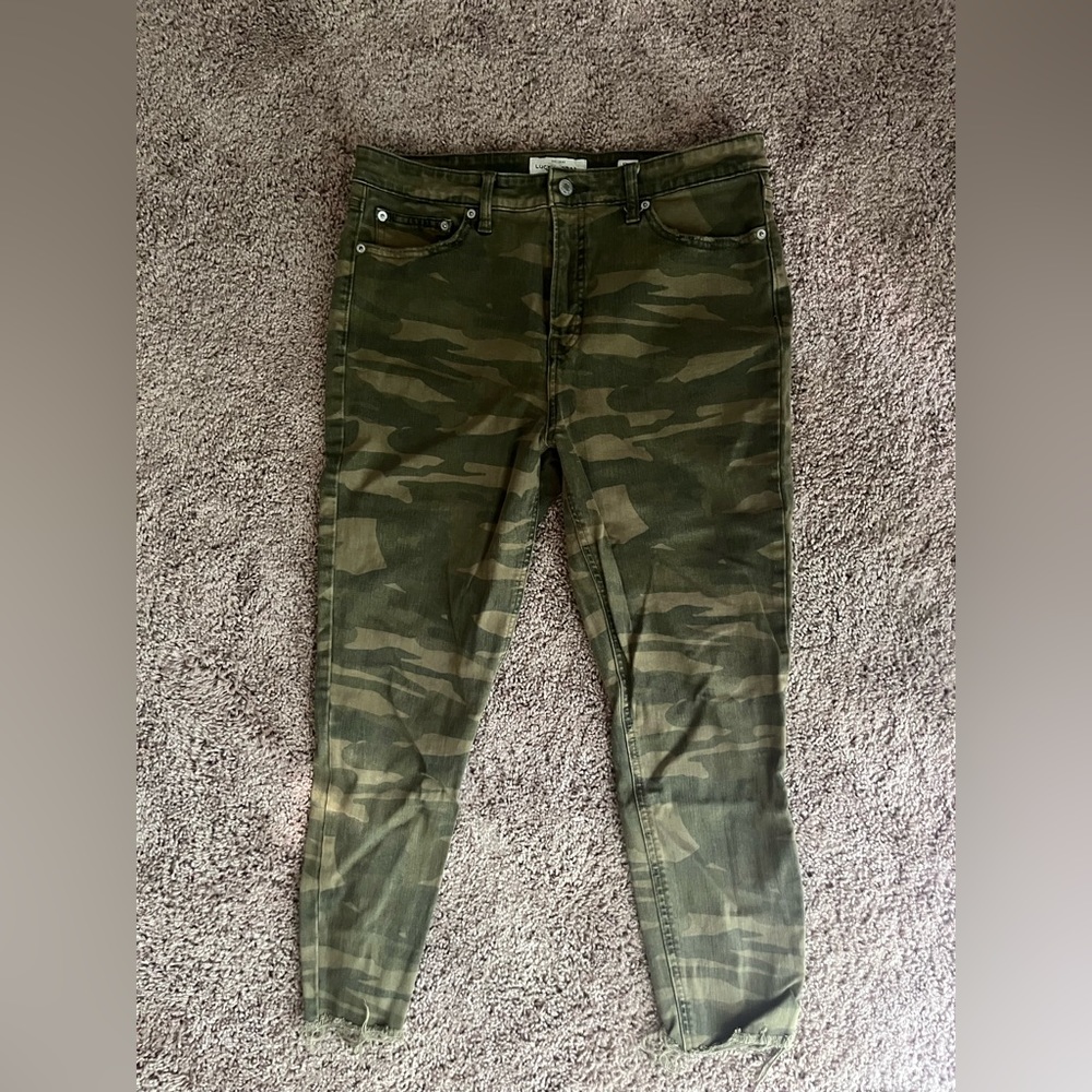 Lucky Brand Camo Bridgette Crop Skinny Jeans Size 12